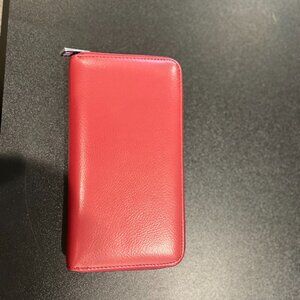 Red Leather Accordion Wallet